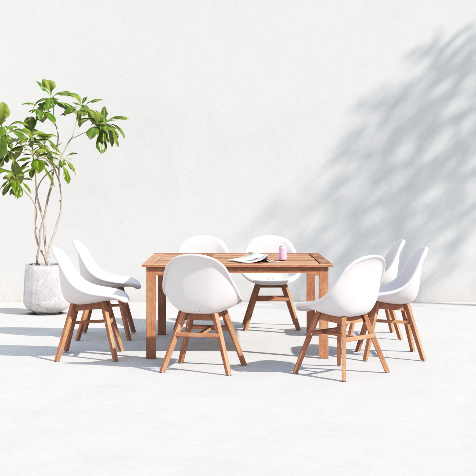 Anautica 59" Eucalyptus Patio Dining Set