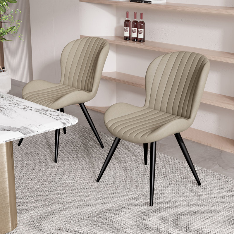 Modern Dining Chairs, Tech Fabric Upholstered Kitchen Chairs With Curved Backrest, Comfortable Dining Room Chairs For Family Meals & Guests