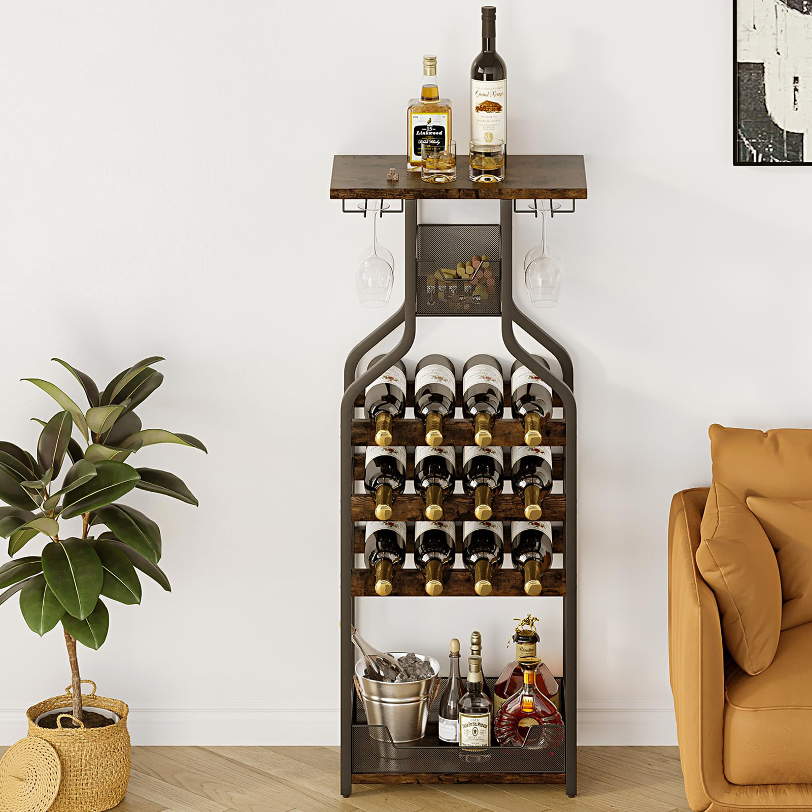 Trent Austin Design Multi-Functional Floor Wine Rack & Mini Bar Table ...
