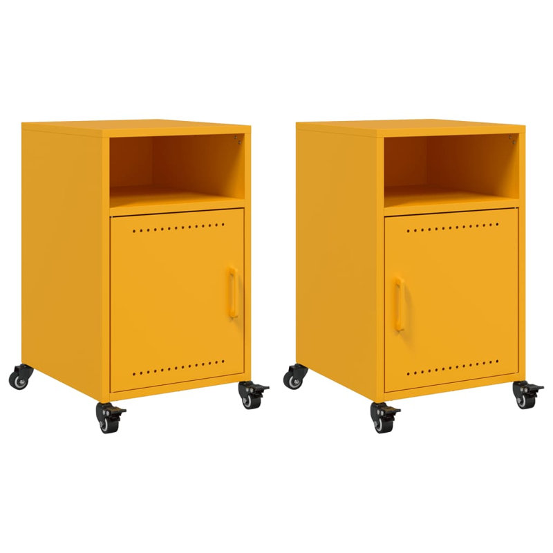 Quammen 36cm W Steel Bedside Table, Mustard Yellow