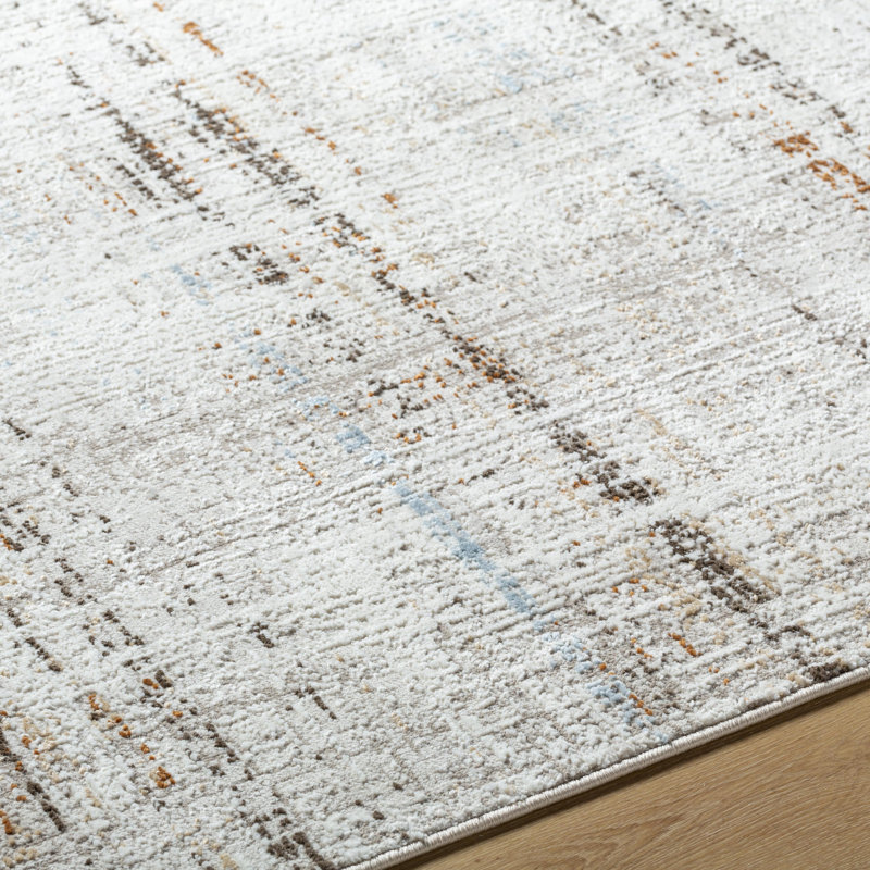 Rectangle Acanthe Machine Woven Polyester/Polypropylene Area Rug in Brown/Gray, Rectangle 5'3" x 7'
