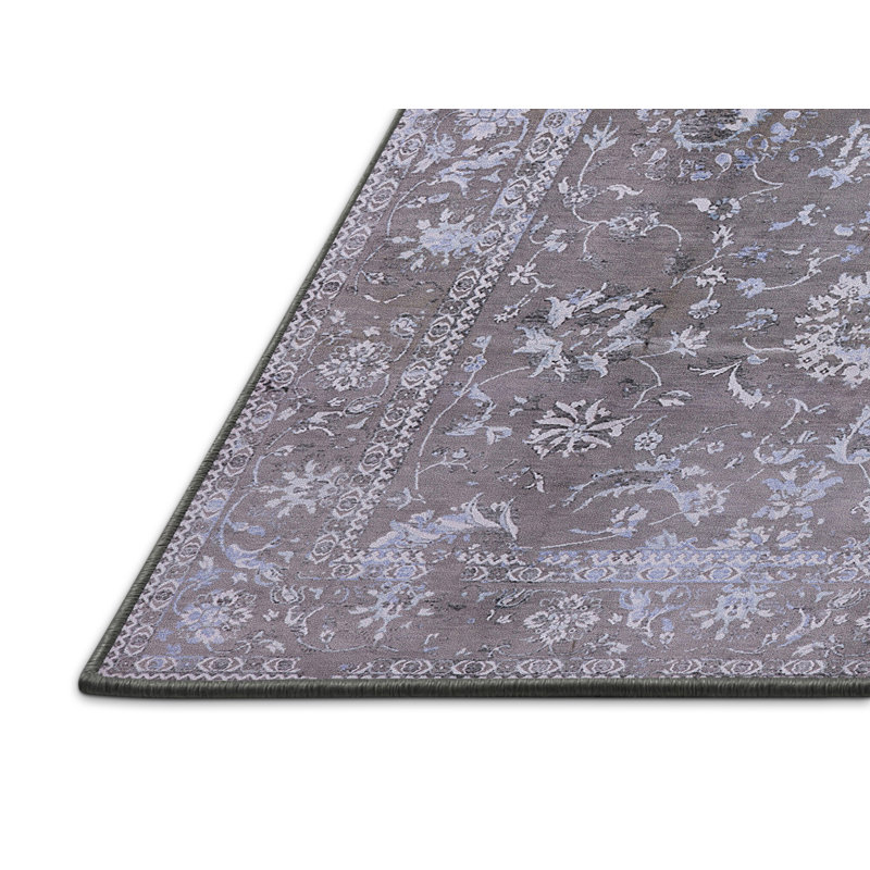 Tapis oriental gris / bleu Asdur, Rectangle 4 pi x 6 pi
