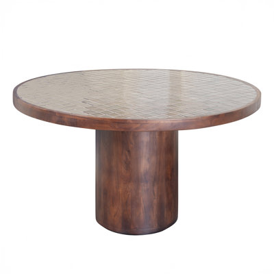 Acacia Wood & Tile Dining Table Brown