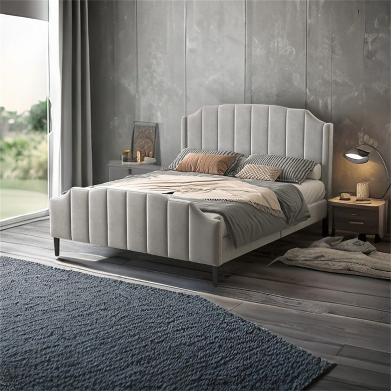 Grand lit plateforme, gris