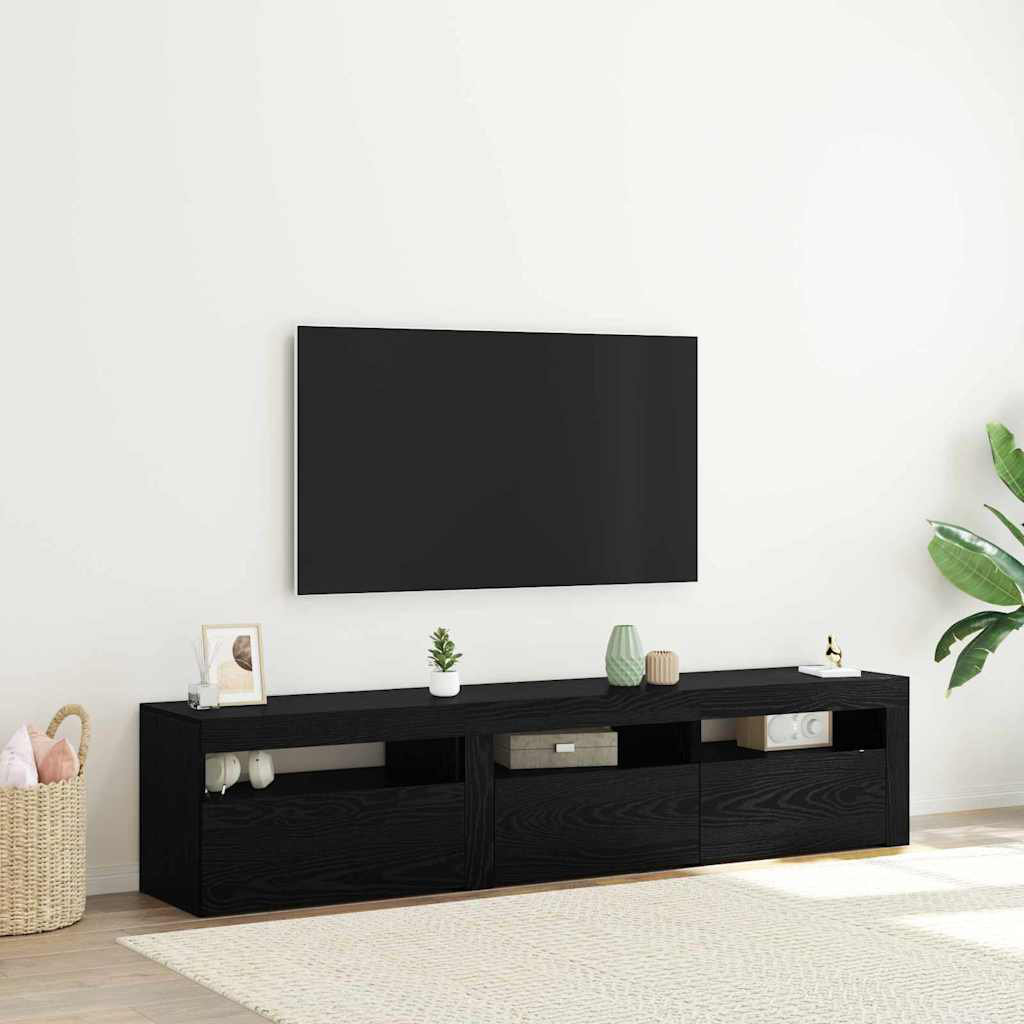 TV Cabinet Set 3 Pcs Black Oak Engineered Wood