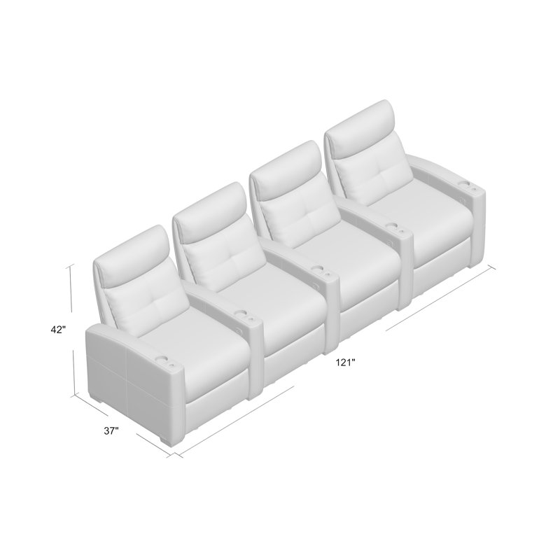 Upholstered Home Theater Seat with Cup Holder, Faux Leather