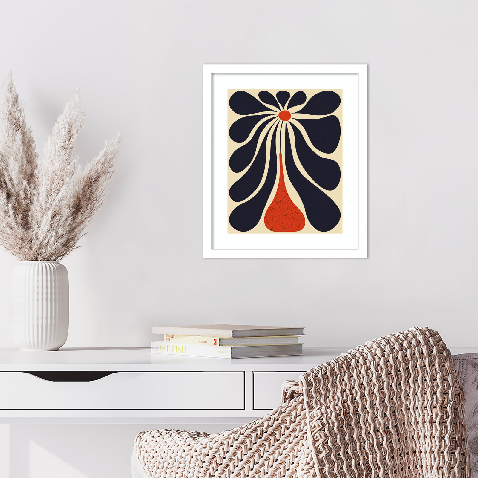 Lazy Flower Print by Alisa Galitsyna, White Framed, 17" H x 15" W