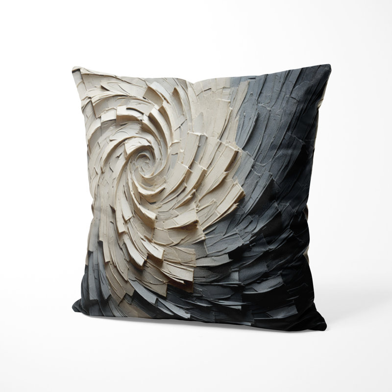 Coussin décoratif gris beige et méditatif III, H 20 po x l 20 po