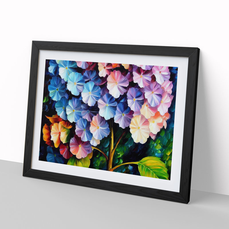 Hydrangea Flowers Vol.5 - Single Picture Frame Painting, Black, 25cm H x 34cm W x 2cm D