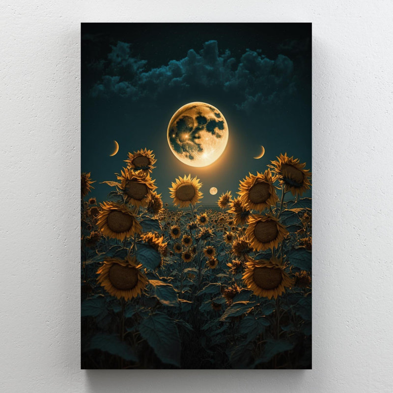 «Sunflowers 1 Under the Mooonlight», impression sur toile tendue, H 14 po x l 11 po x P 1,25 po