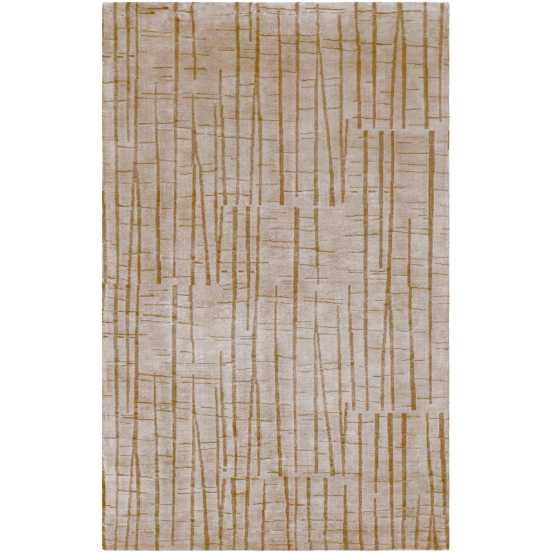 Tapis taupe / kaki noué à la main Dixon, Rectangle 5 pi x 8 pi