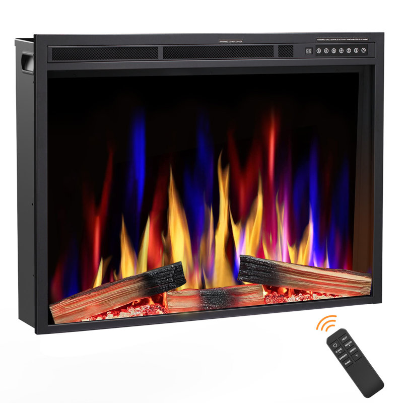 Foyer électrique intelligent encastré mural de 91 cm (36 po), contrôle via application Wi-Fi Alexa, plusieurs modes sonores, couleur et vitesse de flamme réglables, options de bûches et de cristaux pour la décoration intérieure.