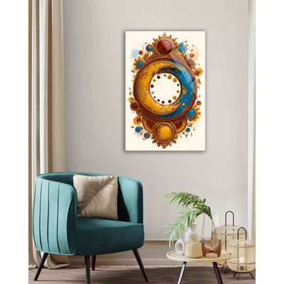 Celestial Sun and Moon Tempered Glass Wall Art, Gold Mystical Astrology Decor, Large Ornate Blue Cosmic Design, Unique Boho Gift for Home