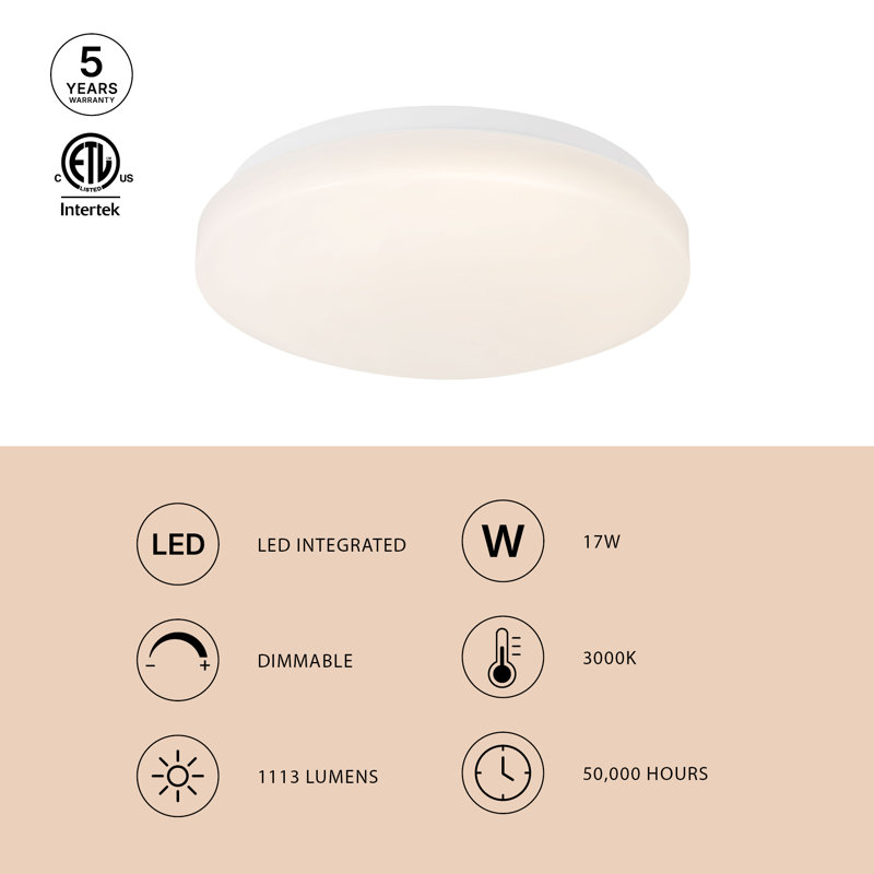 Tio 11-in Acrylic White dimmable LED Flush Mount