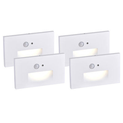 White LED Stair Light With Motion And Photocell Sensor, Hardwired Vertical Step Light, Matte White, 3000K Warm White