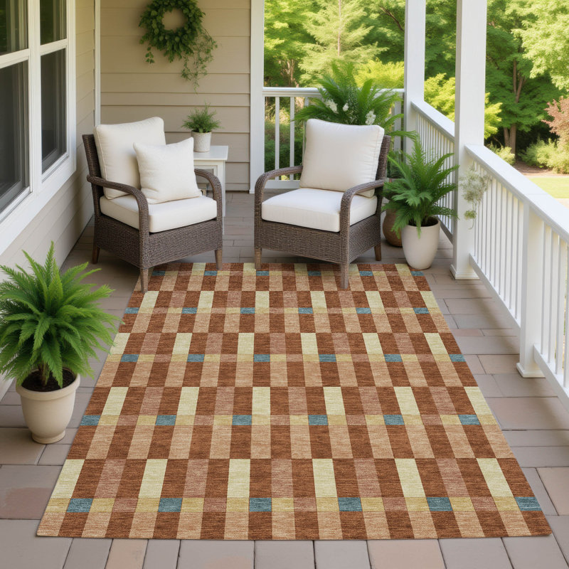 Machine Washable Indoor/Outdoor Chantille ACN2548 Geometric Rug, Paprika, 8' x 10'
