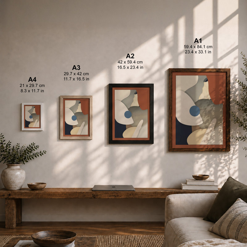 Balanced Forms Geometric - Framed Print, A1 - 84.1 x 59.4 cm, Black