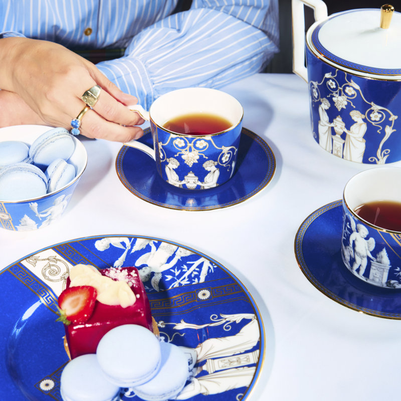 Renaissance Bone China Teacup, Blue/Gold