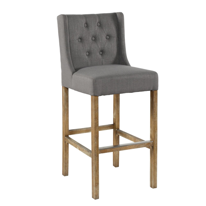 Tabouret de bar en bois massif Barson, Gris