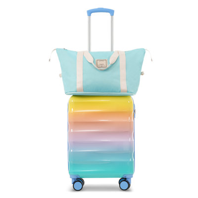 Ensemble de bagage à main 20 po avec porte-gobelet dégradé 20 po - Valise rigide rigide et sac de voyage extensible Weekender, verrou TSA