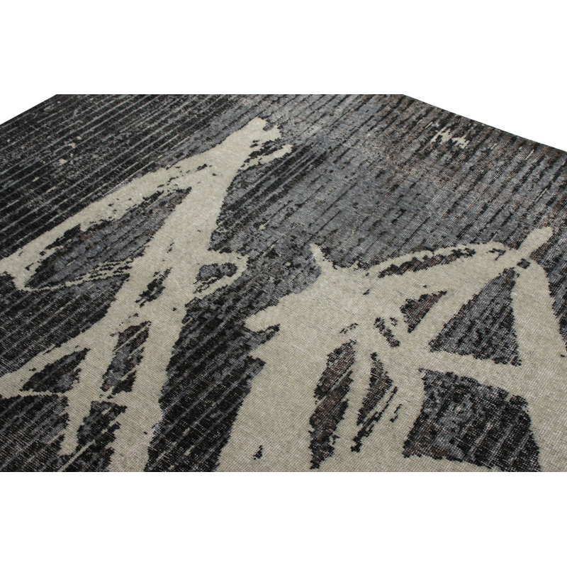 Distressed Homage Hand Knotted Wool Geometric Area Rug, Rectangle 8' x 10'