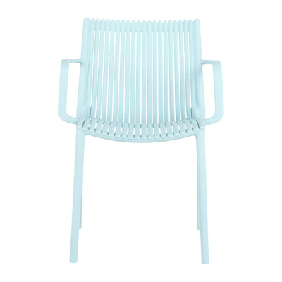 4 Piece All-Weather Plastic Armchairs With Ergonomic Design, Blue, -, High Load Capacity, Non-Slip Foot Pads, For Last - Minute Guest Seating In Commercial Spaces Modern Stackable Pp Construction,
