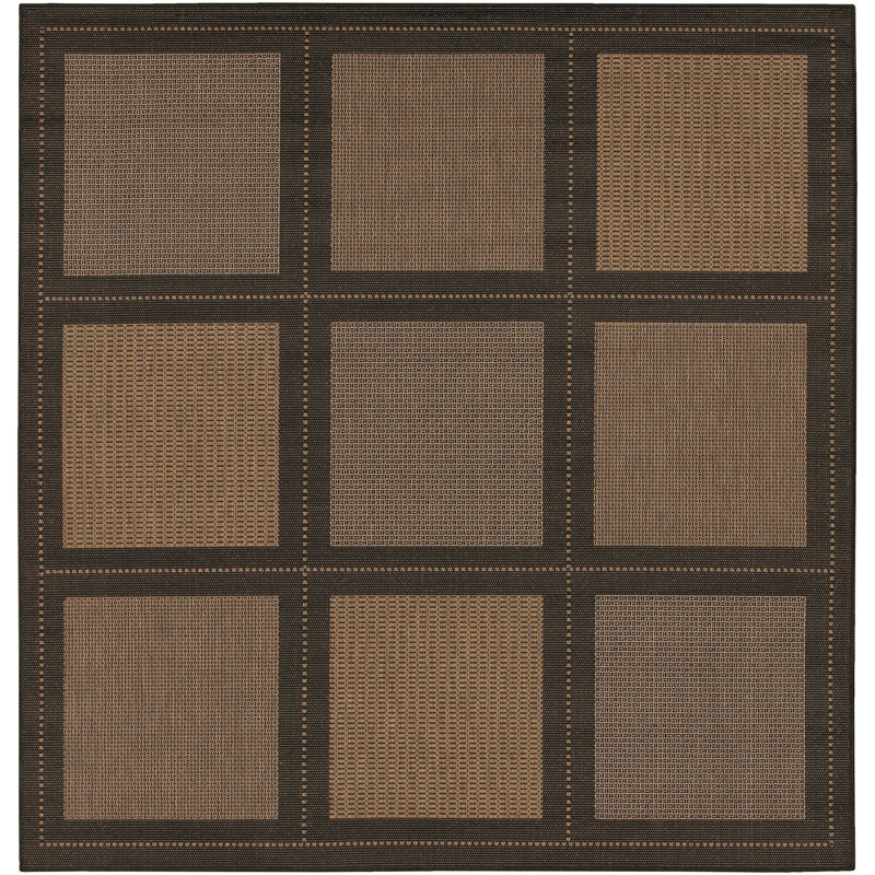 Tapis intérieur / extérieur noir Sania, Carré 7 pi 6 po