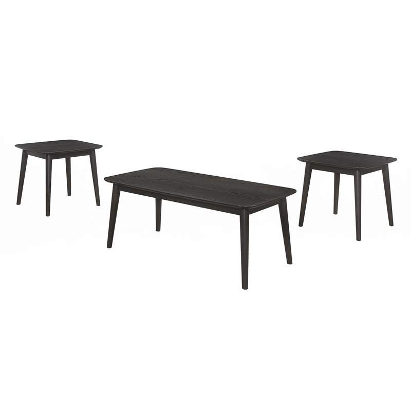 3 Piece Rectangular Coffee Table Set, Black
