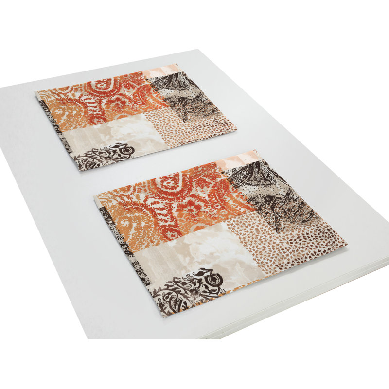 Buttrey Fabric Abstract Rectangle Placemat, Orange