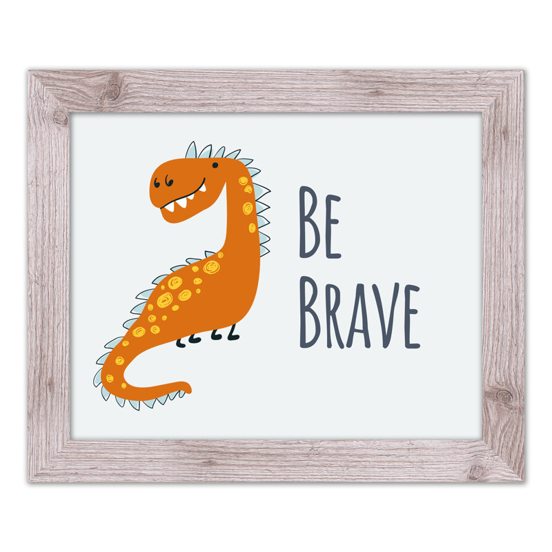 «Dino Be Brave», art encadré, H 20 po x l 16 po x P 0,75 po, Cadre blanc