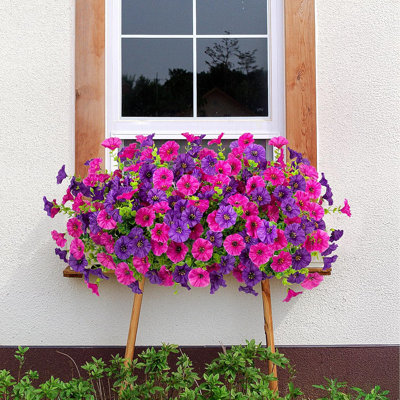 Artificial Flowers for Outdoor Spring Summer Decoration, 10 Bundles Fake Plastic Flower Plant