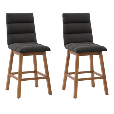 Channel Tufted Fabric Barstool, Set of 2