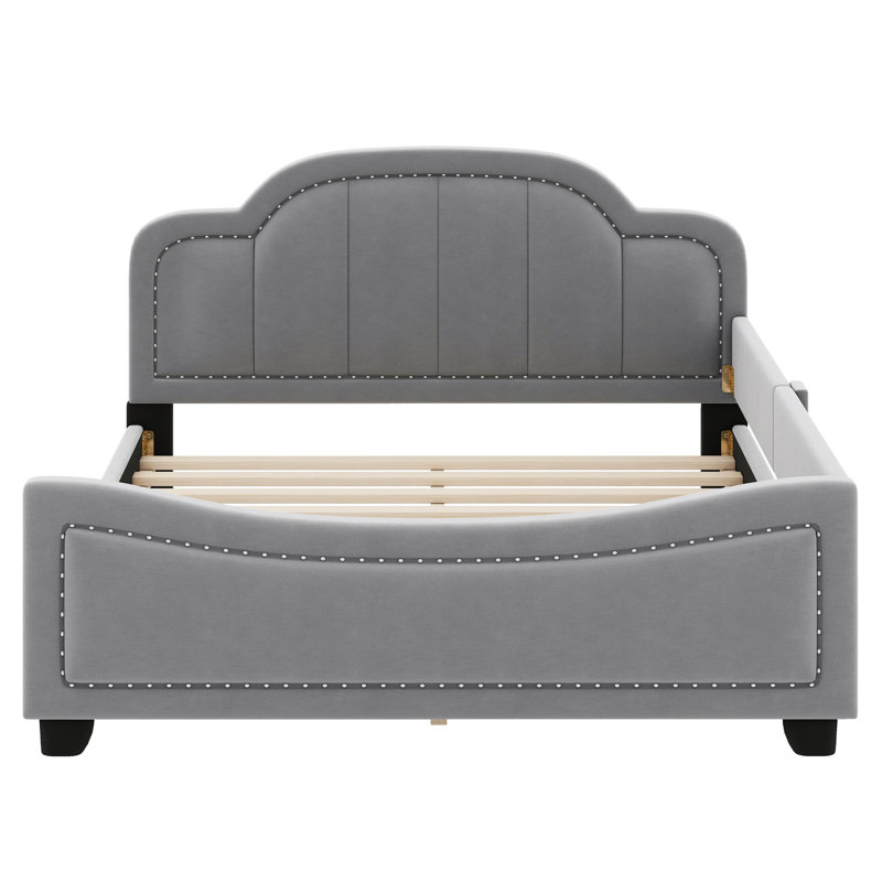 Didula Upholstered Daybed with Cloud Shaped Headboard, Full, Gray