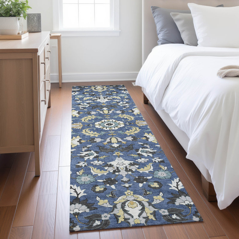 Machine Washable Indoor/Outdoor Chantille ACN2473 Global Rug, 2'3" x 7'6" Runner, Navy