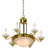 8-Light Polished Brass Candelabra Chandelier with Frosted Glass Bowl Shade