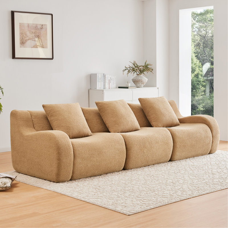 Camel 3 sièges sans dossier avec design antidérapant, confortable et de soutien incurvé, tissu lisse