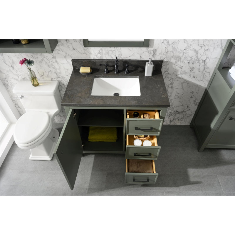 Ensemble de meuble-lavabo simple 36 po, Étain, vert