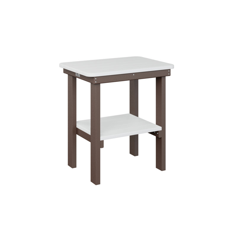 Outdoor Rectangle Side Table, Chocolate Brown, White