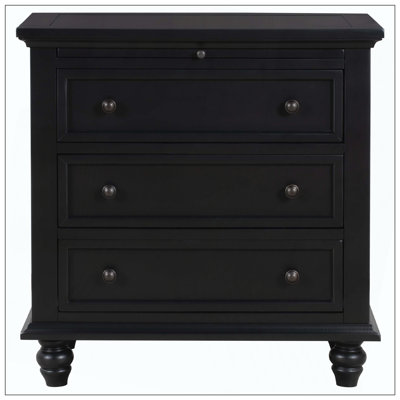 Minimalist Painted Nightstand Pull-Out Tray 3 Drawers