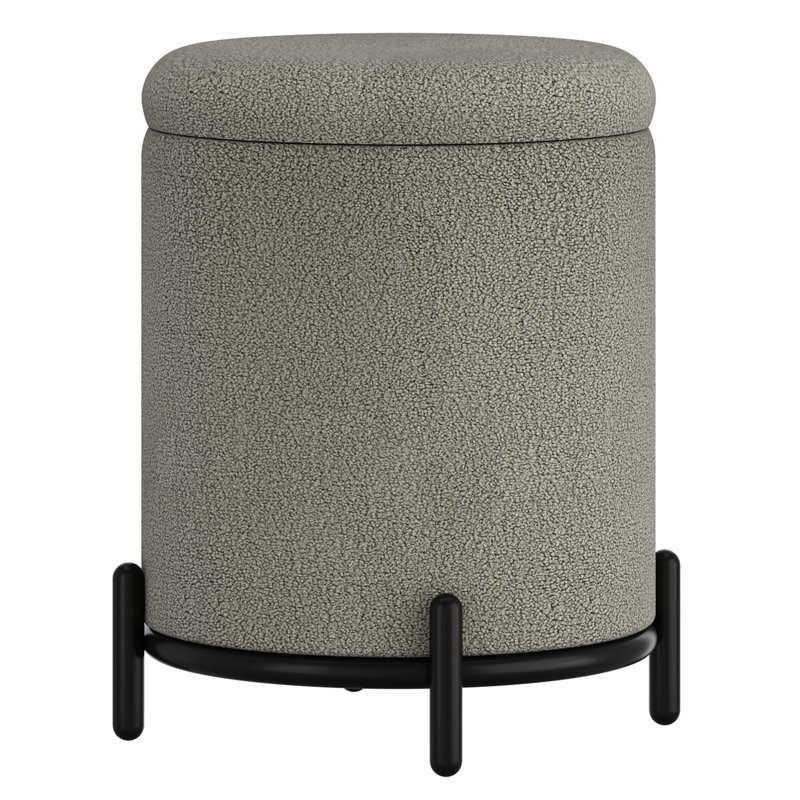 Repose-pieds rond avec rangement Modern, Gris chaleureux