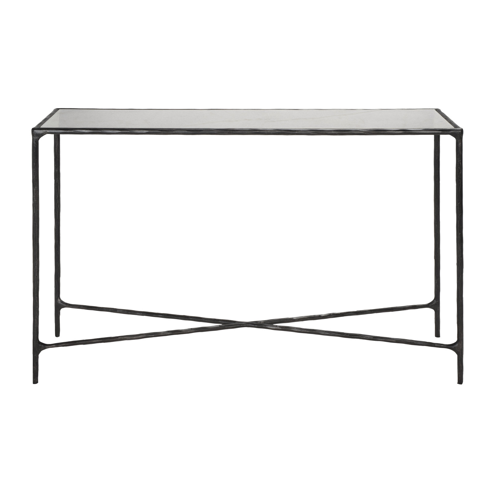 Evelynn 48'' Console Table, White Marble, Black