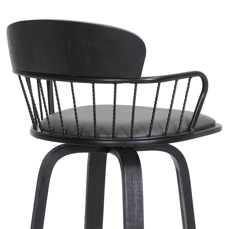 Tabourets de bar pivotants durables de 25,5 po, similicuir gris, style moderne pour la cuisine