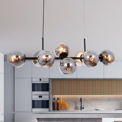 Katelyne 8 - Light Wrought Iron Dimmable Sputnik Modern Linear Chandelier