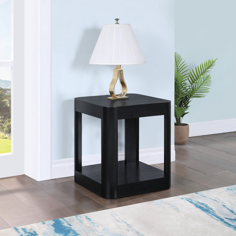 Reeves Floor Shelf End Table, Black