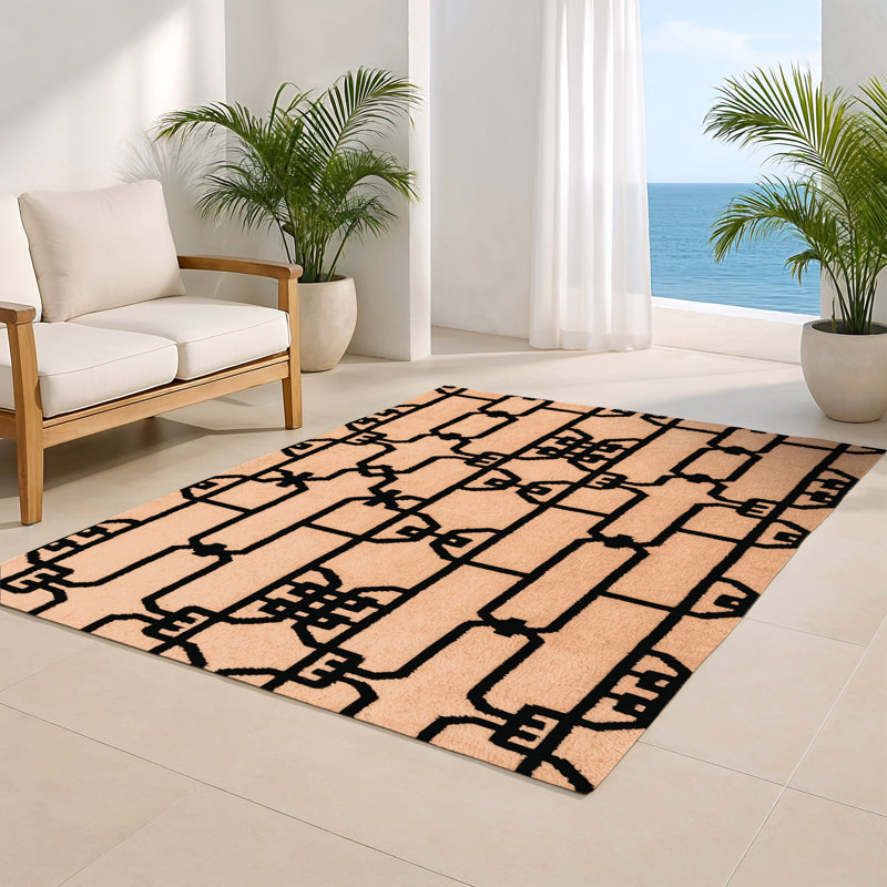 Trellis Brown Indoor and Outdoor Area Rug, Rectangle 8' x 10'