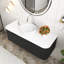 Ensemble de meuble-lavabo mural 48 po noir avec lavabo rond blanc en céramique pré-assemblé-1028107444