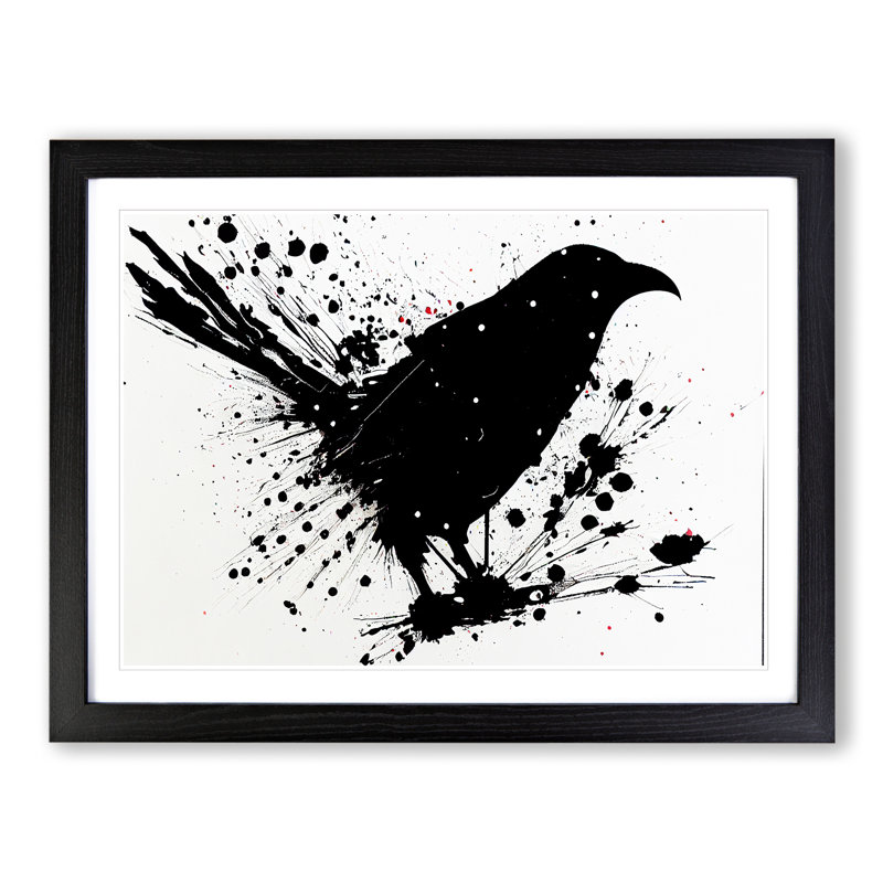 Crow Bird Splash Vol.2 - Framed Print, Black, 46cm H x 64cm W x 2cm D