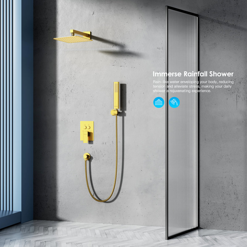 10inch Shower System With Push-button, Gold