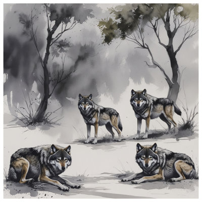 Gray Wolves In Forest Comforter