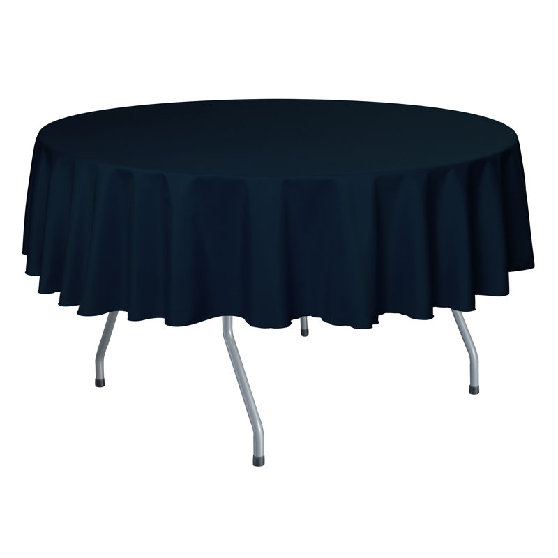 Ultimate Textile - Round Polyester Linen Tablecloth, 84" x 84", 10, Navy
